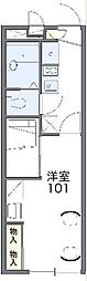 レオパレスカトレア2 1Kの間取図画像