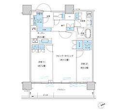 パークシティ柏の葉キャンパスザ・ゲートタワーイースト 2LDKの間取図画像