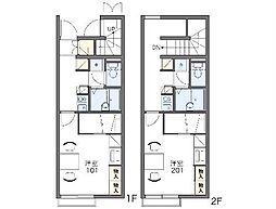 レオパレスヴィブアン 2階1Kの間取り