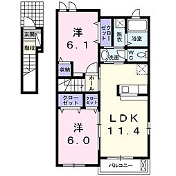 エスペランサA 2LDKの間取図画像
