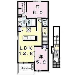 カーサ・マロン 2階2LDKの間取り