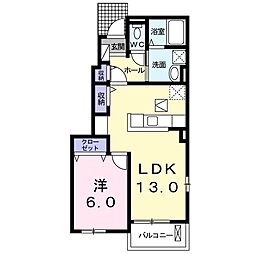 エレガンスＨ 1階1LDKの間取り