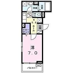 リッシュ・リヴィエール 1Kの間取図画像