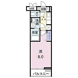 アビタシオン1 1Kの間取図画像
