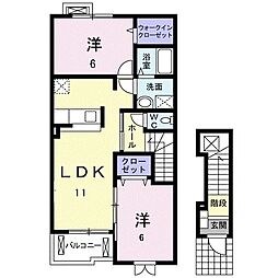 ブルーベリー 2LDKの間取図画像