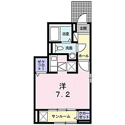 シーサイドチェリー ワンルームの間取図画像