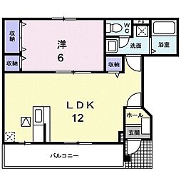 スウィート・アンジュ 1階1LDKの間取り