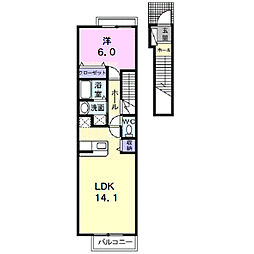 JR東海道本線 豊橋駅 バス18分 金田口下車 徒歩5分の賃貸アパート 2階1LDKの間取り