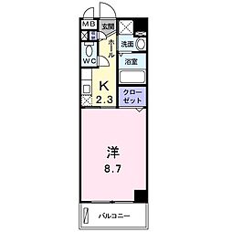 京阪本線 守口市駅 徒歩18分の賃貸マンション 1階1Kの間取り