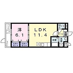 シャルマン 3階1LDKの間取り