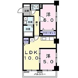 メゾングラース京都十条 2LDKの間取図画像