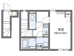 都営大江戸線 東新宿駅 徒歩10分の賃貸アパート 2階1Kの間取り