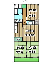 シャルレ8番館 3階2LDKの間取り
