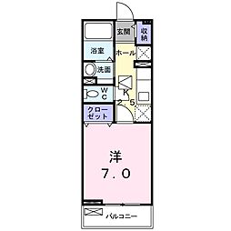 プランドール 1Kの間取図画像