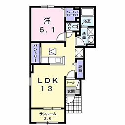 プロムナードＡ 1階1LDKの間取り