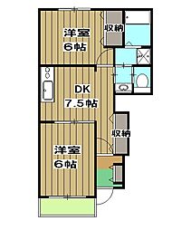 雅壱番館 2DKの間取図画像