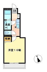 メゾンレコルト 1Kの間取図画像