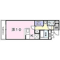 アライブ富小路 2階ワンルームの間取り