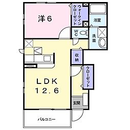 カルムジェルメ 1LDKの間取図画像