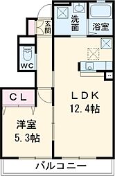 東武東上線 上福岡駅 徒歩15分の賃貸アパート 1階1LDKの間取り