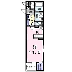 カルムアビタシオン宇治伊勢田 ワンルームの間取図画像