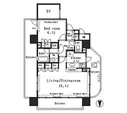 東京メトロ丸ノ内線 四谷三丁目駅 徒歩6分の賃貸マンション 3階1LDKの間取り