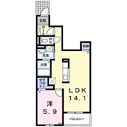 オアシス 1LDKの間取図画像