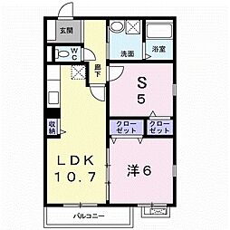 グラン佐竹 2階1SLDKの間取り