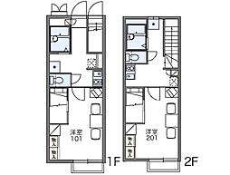 レオパレスＣａｌｍ戸倉I 2階1Kの間取り