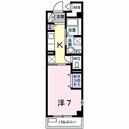 京都地下鉄東西線 東山駅 徒歩8分の賃貸マンション 3階1Kの間取り