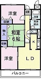 キャッスル樽井弐番館 3LDKの間取図画像