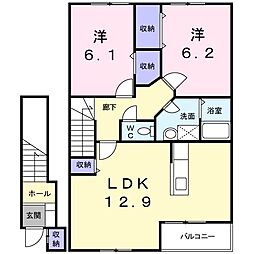 フレーズA 2LDKの間取図画像