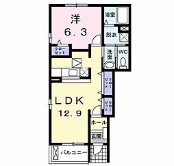 アヴニールXIII 1階1LDKの間取り