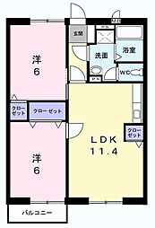 エトワール 2階2LDKの間取り