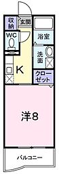 メゾンソレイユ 1Kの間取図画像