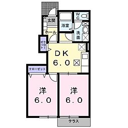 トランキル梓A 2DKの間取図画像