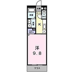 京都市営烏丸線 九条駅 徒歩7分の賃貸マンション 1階1Kの間取り