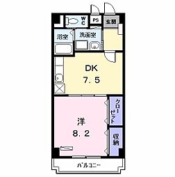 近鉄名古屋線 黄金駅 徒歩5分の賃貸マンション 3階1DKの間取り