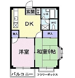 エルディム野口 2DKの間取図画像