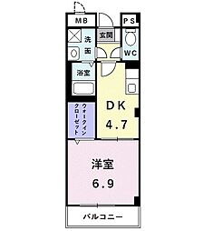 ソレアードスール 1DKの間取図画像