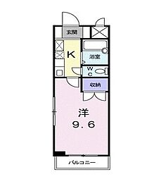 京都市営烏丸線 丸太町駅 徒歩14分の賃貸マンション 3階1Kの間取り
