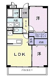 インターパークヒルズ 2LDKの間取図画像
