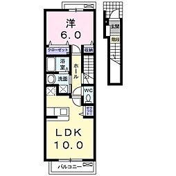 名古屋市営名城線 砂田橋駅 徒歩4分の賃貸アパート 2階1LDKの間取り