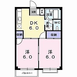 パークサイドP1 2DKの間取図画像