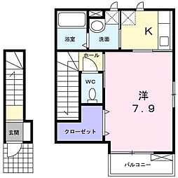 クレメント 1Kの間取図画像
