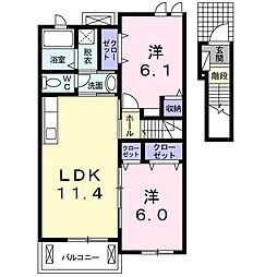 ピアッツァ1 2LDKの間取図画像