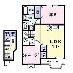 Ｋ’ｓル・クープルI 2階2LDKの間取り