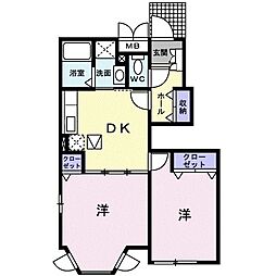 エテルノベルル1 2DKの間取図画像