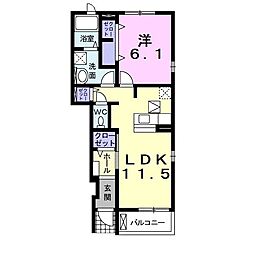 プラザ・フェリスA 1LDKの間取図画像
