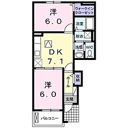キャンディッド 2DKの間取図画像
